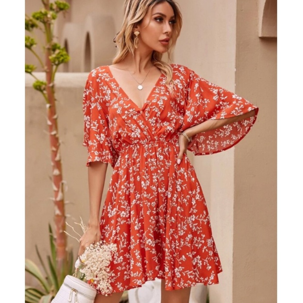 Boho floral print open back dress - Picture 3 of 5